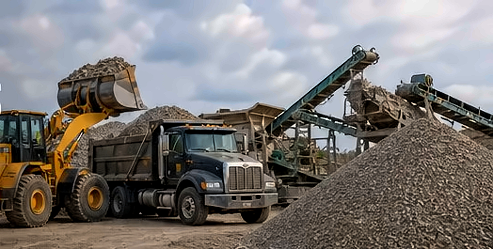 Recycling facility with heavy machinery